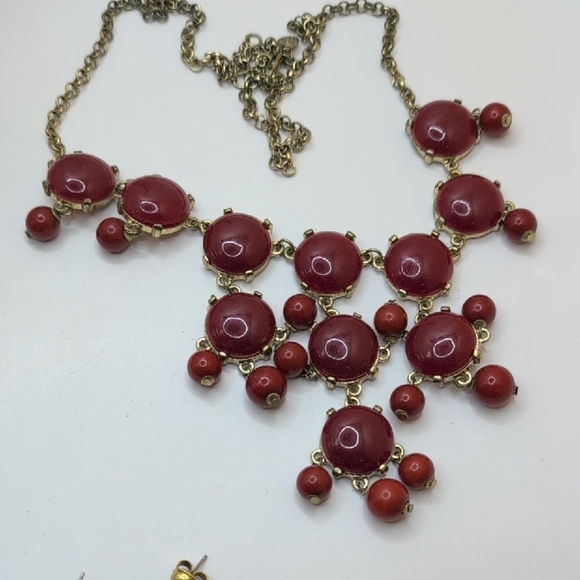 J. Crew Red Beaded Statement Necklace - Picture 5 of 6